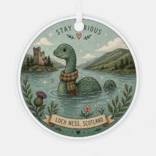 Stay Curious Cozy Cryptid Nessie Loch Ness Monster Metal Ornament