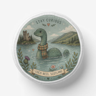 Stay Curious Cozy Cryptid Nessie Loch Ness Monster Paper Plate