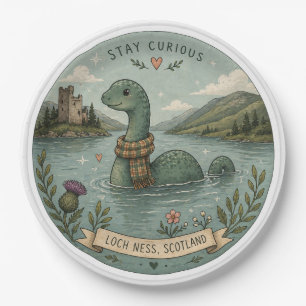 Stay Curious Cozy Cryptid Nessie Loch Ness Monster Paper Plate