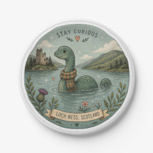Stay Curious Cozy Cryptid Nessie Loch Ness Monster Paper Plate