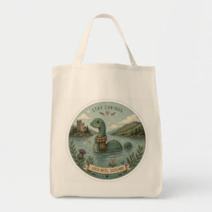 Stay Curious Cozy Cryptid Nessie Loch Ness Monster Tote Bag