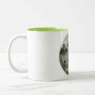 Stay Curious Cozy Cryptid Nessie Loch Ness Monster Two-Tone Coffee Mug