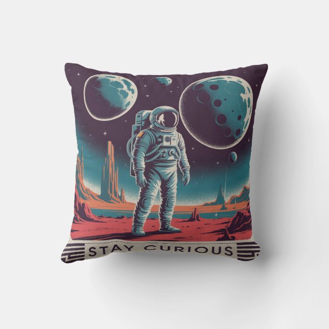 Stay Curious Throw Pillow (Back)