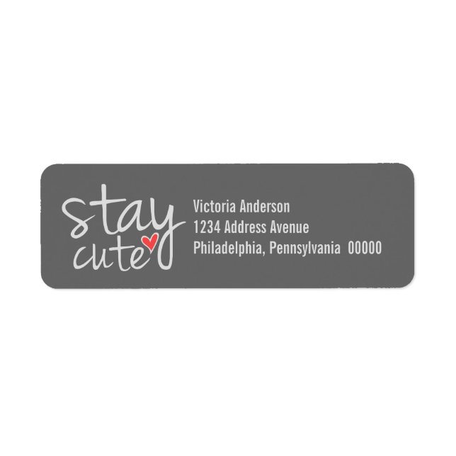 Stay Cute Return Address Labels, Grey (Front)