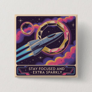 Stay Focused And Extra Sparkly 2 Inch Square Button