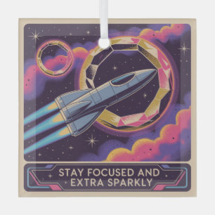 Stay Focused And Extra Sparkly Glass Ornament