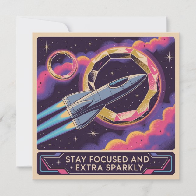 Stay Focused And Extra Sparkly Invitation (Front)