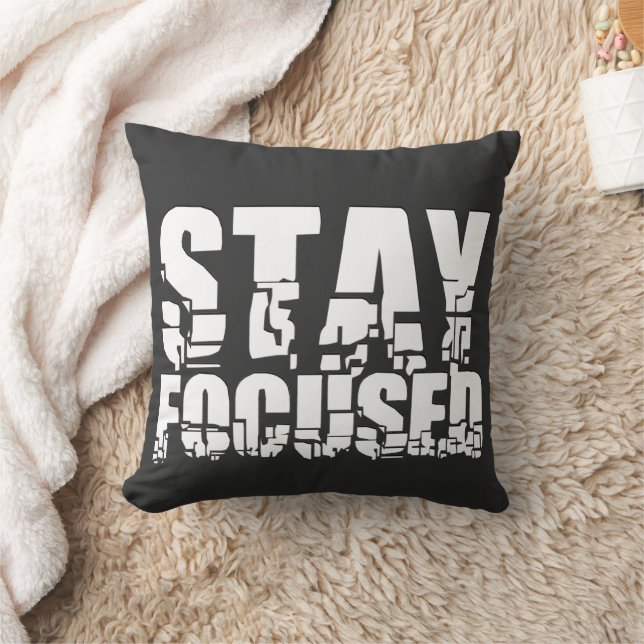 Stay Focused | First Name Motivational Phrase Throw Pillow (Blanket)