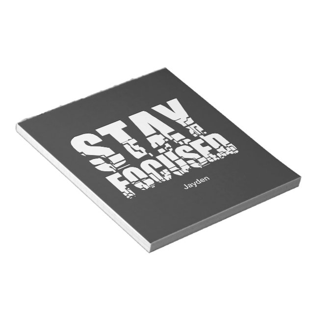 Stay Focused Motivational Phrase with Typography Notepad (Angled)