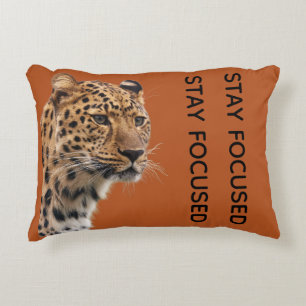 Stay Focused Tiger Motivation Wall Art Poster Accent Pillow