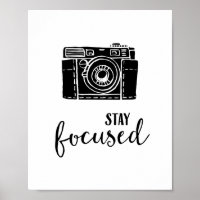Stay Focused Vintage Camera Motivational Quote