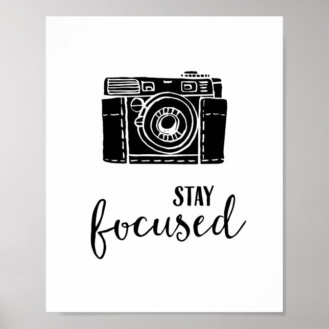 Stay Focused Vintage Camera Motivational Quote Poster (Front)