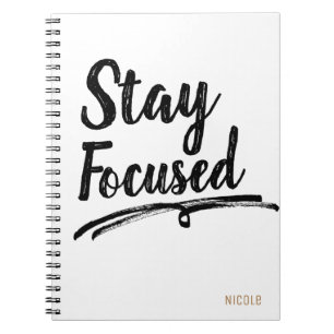 STAY FOCUSED Work Office Typography Personalized Notebook