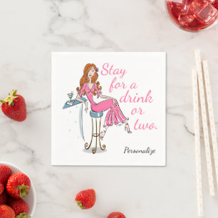 Stay for a Drink or Two Personalized Napkins