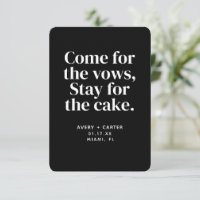Stay for the Cake Funny Wedding Save the Date