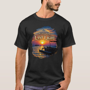 Stay for the Last Light Golden Sunset Ocean Art T-Shirt