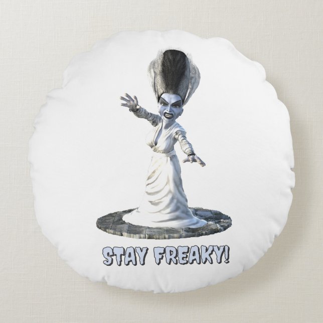 Stay Freaky! Bride of Frankenstein Round Pillow (Front)