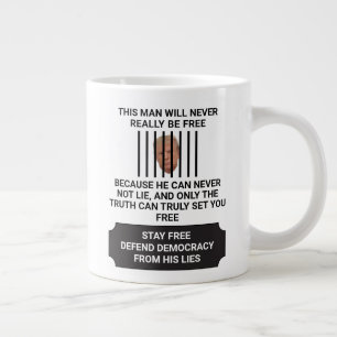 Stay Free Defend Democracy From Lies Large Coffee Mug