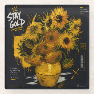 Stay Gold Sunflowers T-Shirt   Van Gogh Glass Coaster