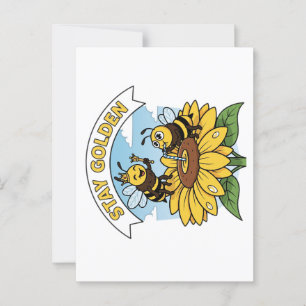 Stay Golden – Bee and Flower Illustration Postcard