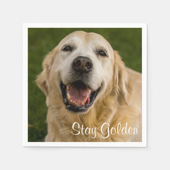 "Stay Golden" Golden Retriever Cocktail Napkins (Front)