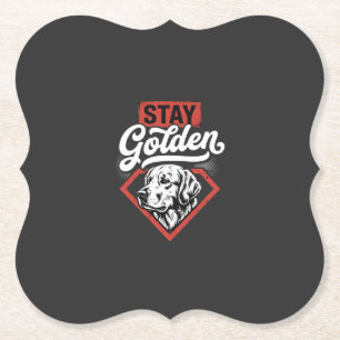 Stay Golden Golden Retriever Retro Dog Paper Coaster