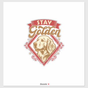 Stay Golden Retriever Dog Red Diamond_1