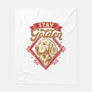 Stay Golden Retriever Dog Red Diamond_1 Fleece Blanket