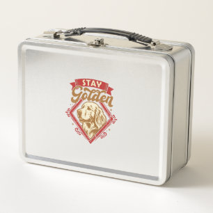 Stay Golden Retriever Dog Red Diamond_1 Metal Lunch Box