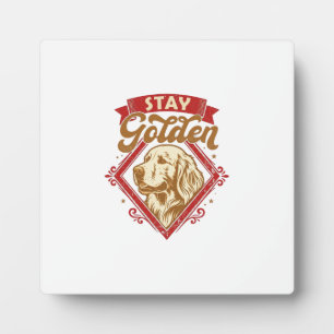 Stay Golden Retriever Dog Red Diamond_1 Plaque