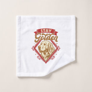 Stay Golden Retriever Dog Red Diamond_1 Wash Cloth