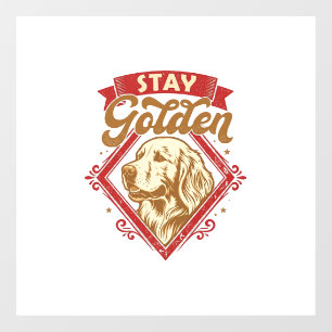 Stay Golden Retriever Dog Red Diamond_1 Window Cling
