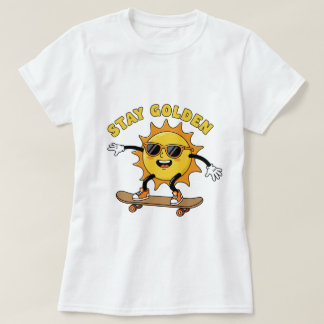 Stay Golden Skateboard Sun T-Shirt - Cool rétro