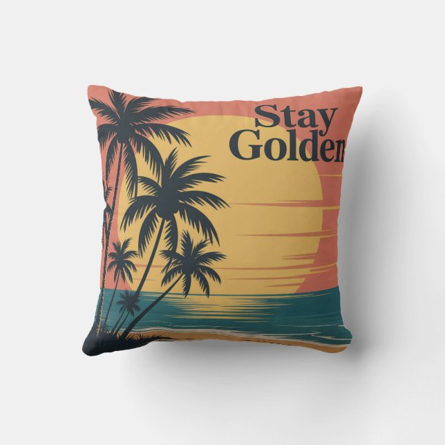 Stay Golden Throw Pillow (Back)