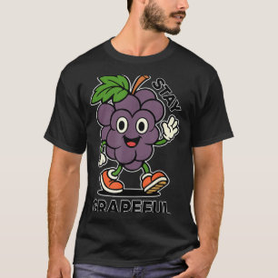 Stay Grapeful - Retro Style - Funny Fruit Pun, Ins T-Shirt