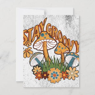 Stay Groovy 60s - Retro Mushrooms & Flowers Holiday Card