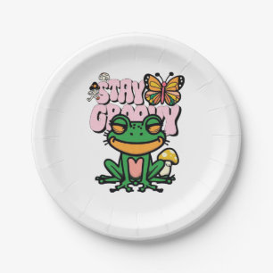 Stay Groovy Frog Paper Plate