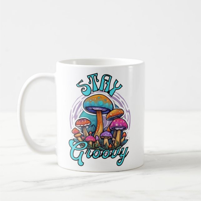 Stay Groovy Mushroom Coffee Mug (Left)