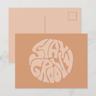 Stay Groovy Retro Beige Postcard
