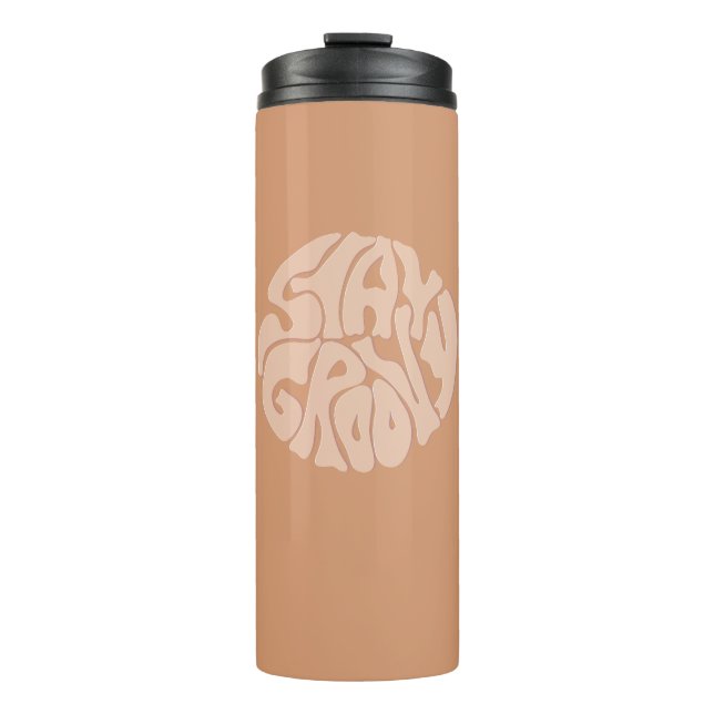 Stay Groovy Retro Beige Thermal Tumbler (Front)