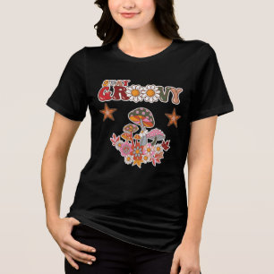 Stay Groovy Retro Mushroom & Daisy Flower Vintage Tri-Blend Shirt