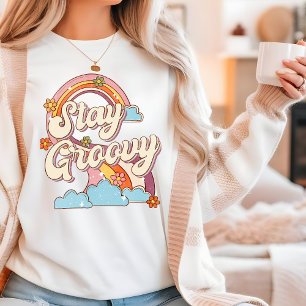 Stay Groovy Retro Rainbow Flower Gift Tri-Blend Shirt