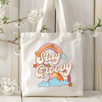 Stay Groovy Retro Rainbow Flowers Typography