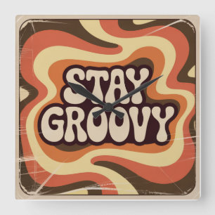 Stay Groovy Square Wall Clock