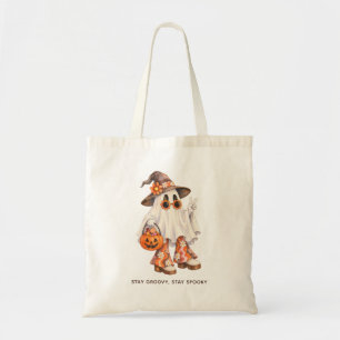 Stay Groovy Stay Spooky Retro Ghost Halloween Tote Bag