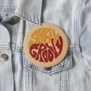 Stay Groovy with a Splash of Red and Yellow 4 Inch Round Button