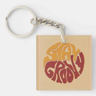 Stay Groovy with a Splash of Red and Yellow Keychain