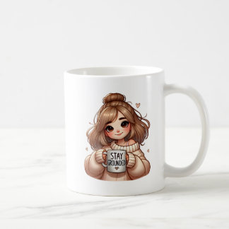 Stay Grounded Coffee Mug - Cozy Bubbly Girl with O