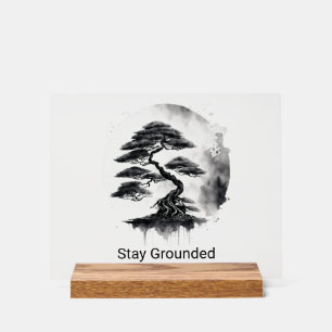Stay Grounded Minimalist Style in Black Ink Acrylic Sign