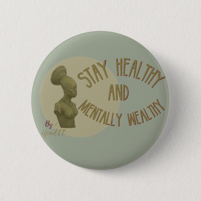 Stay healthy ocean blue button (Front)